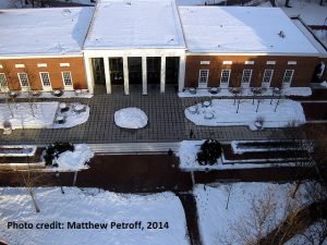 Wintry photo of Milton S. Eisenhower Library taken by Matthew Petroff, 2014