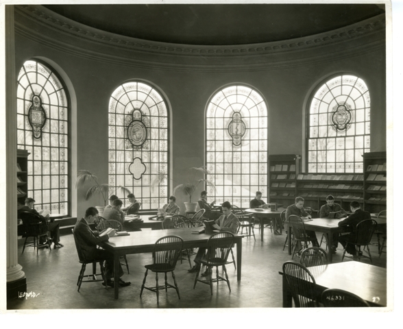 Students reading in the HUT, from the 1930s.