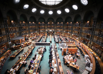 he Reading Room in the Bibliothèque Nationale de France (National Library of France), Paris.