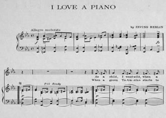 Sheet music "I Love A Piano"