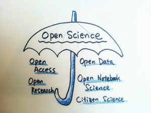 Drawing of Open Science umbrella