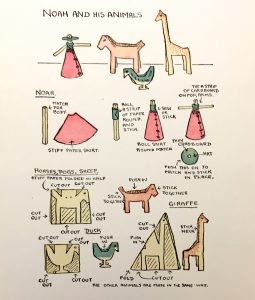 Instructions for making toys of Noah and his animals