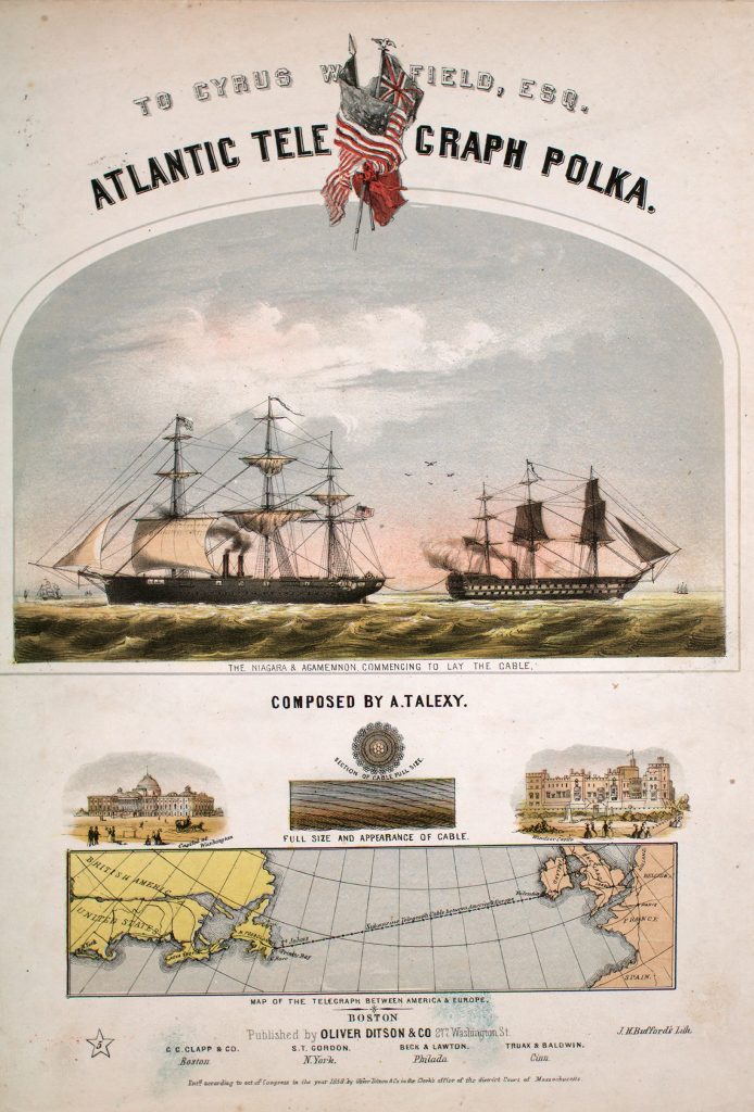 sheet music cover of Atlantic Telegraph Polka
