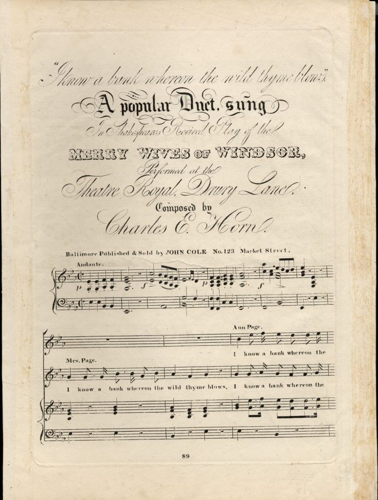 sheet music cover for Shakespeare duet