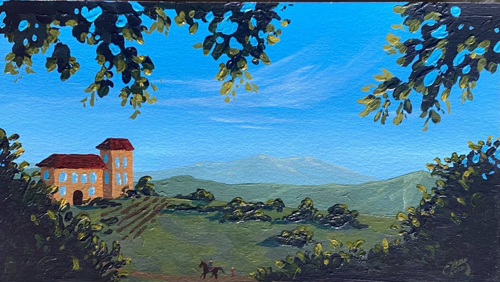 Landscape with house and trees