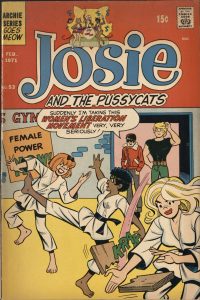 Cover of a comic book showing three women learning karate