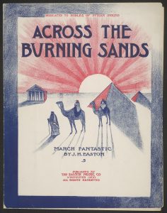 Sheet music cover for Across the Burning Sands