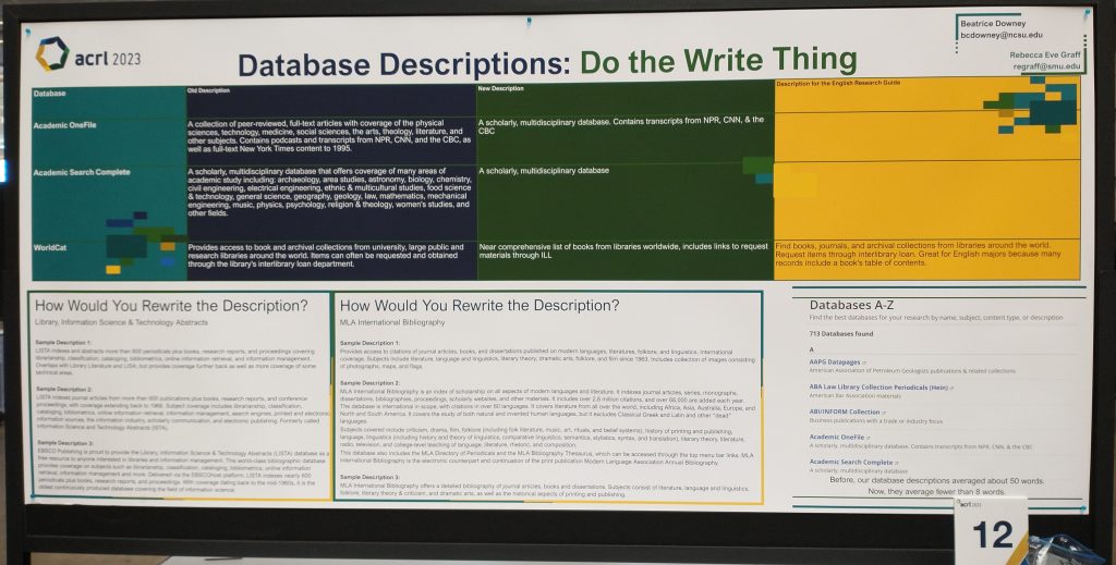 Database Descriptions: Do the Write Thing poster 