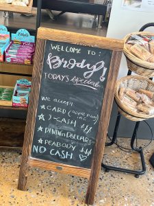Chalkboard sign for Brody Cafe