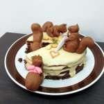 Cake decorated with marzipan squirrels